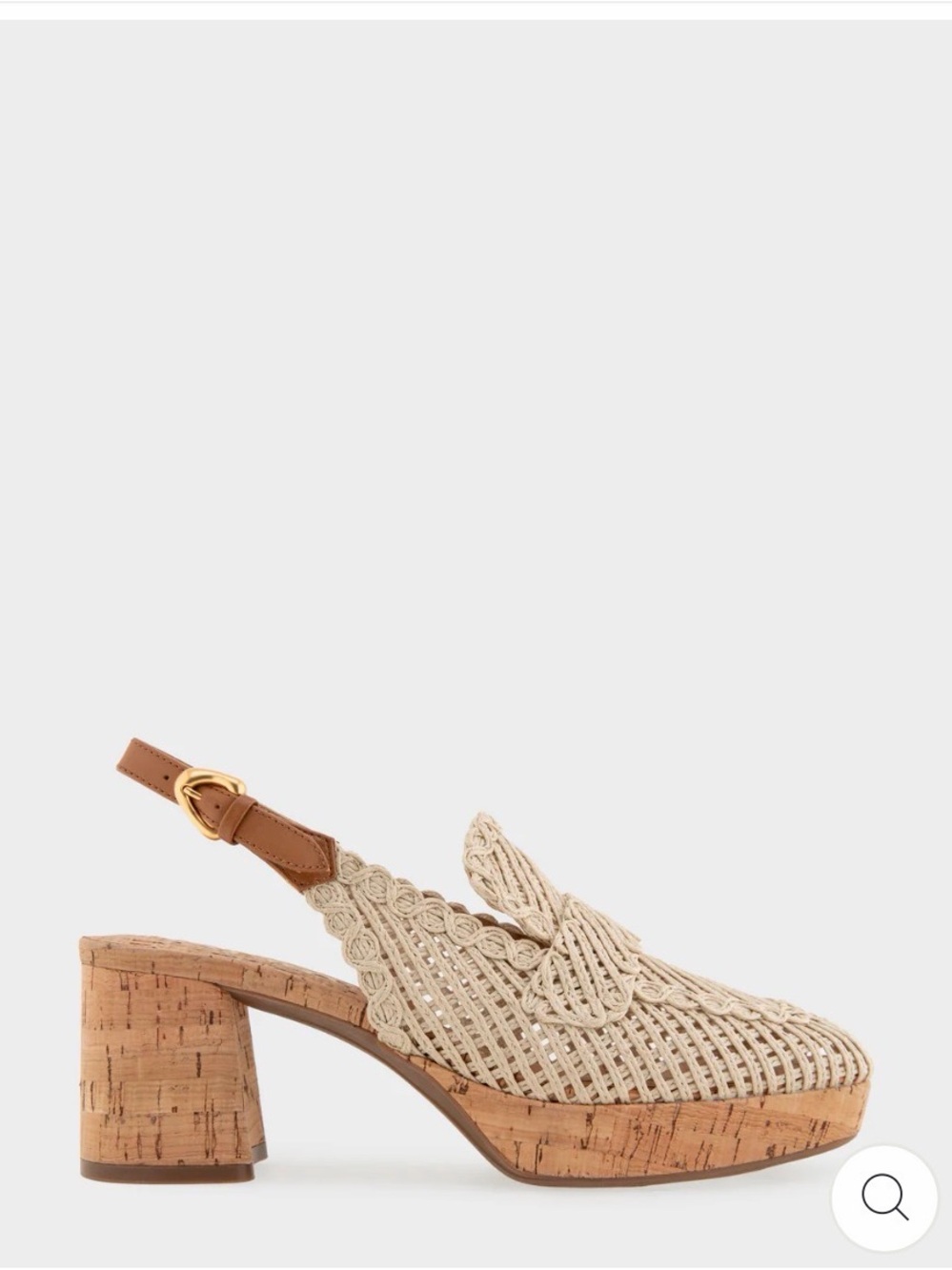 AEROSOLES Natural Woven Raffia Slingback Heel with Tan Strap